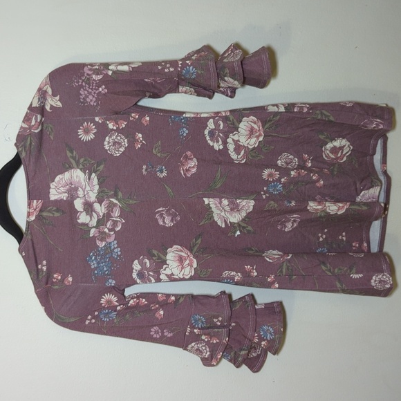 Amy Byer Purple Floral Dress with Ruffled Bell Sleeves Girls Size S 7-8 - Picture 5 of 5